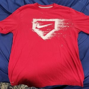 Nike Red and White Dri Fit T Shirt